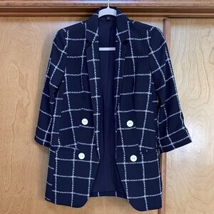 Express Navy and White Grid Blazer